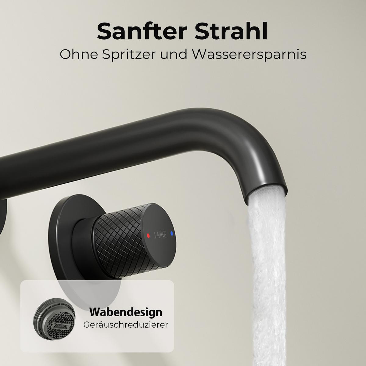 WASCHTISCHARMATUR Unterputz Schwarz 28,1/14 cm - Schwarz, Metall (28.1/14/6.5cm) - EMKE