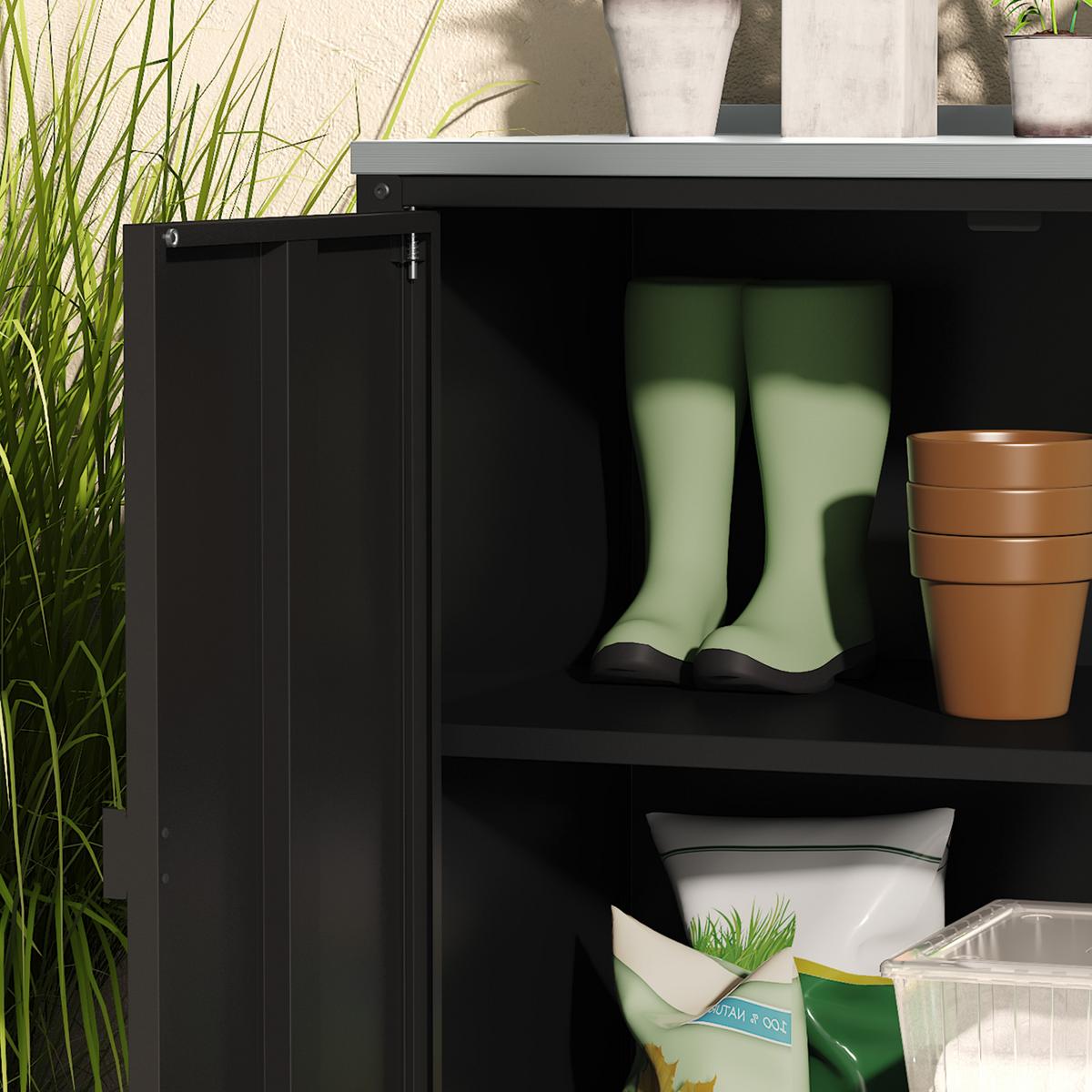 OUTDOOR-SCHRANK Bolognano - Schwarz, Metall (80/92/50cm) - casa.pro