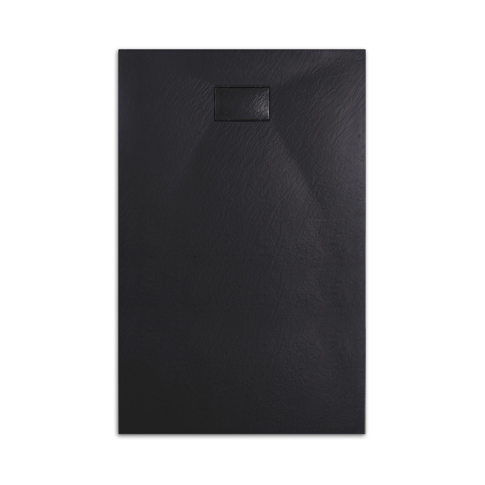 DUSCHWANNE mit rutschhemmender Oberfläche Schwarz 140/90 cm - Schwarz, Kunststoff (140/2.6/90cm) - EMKE