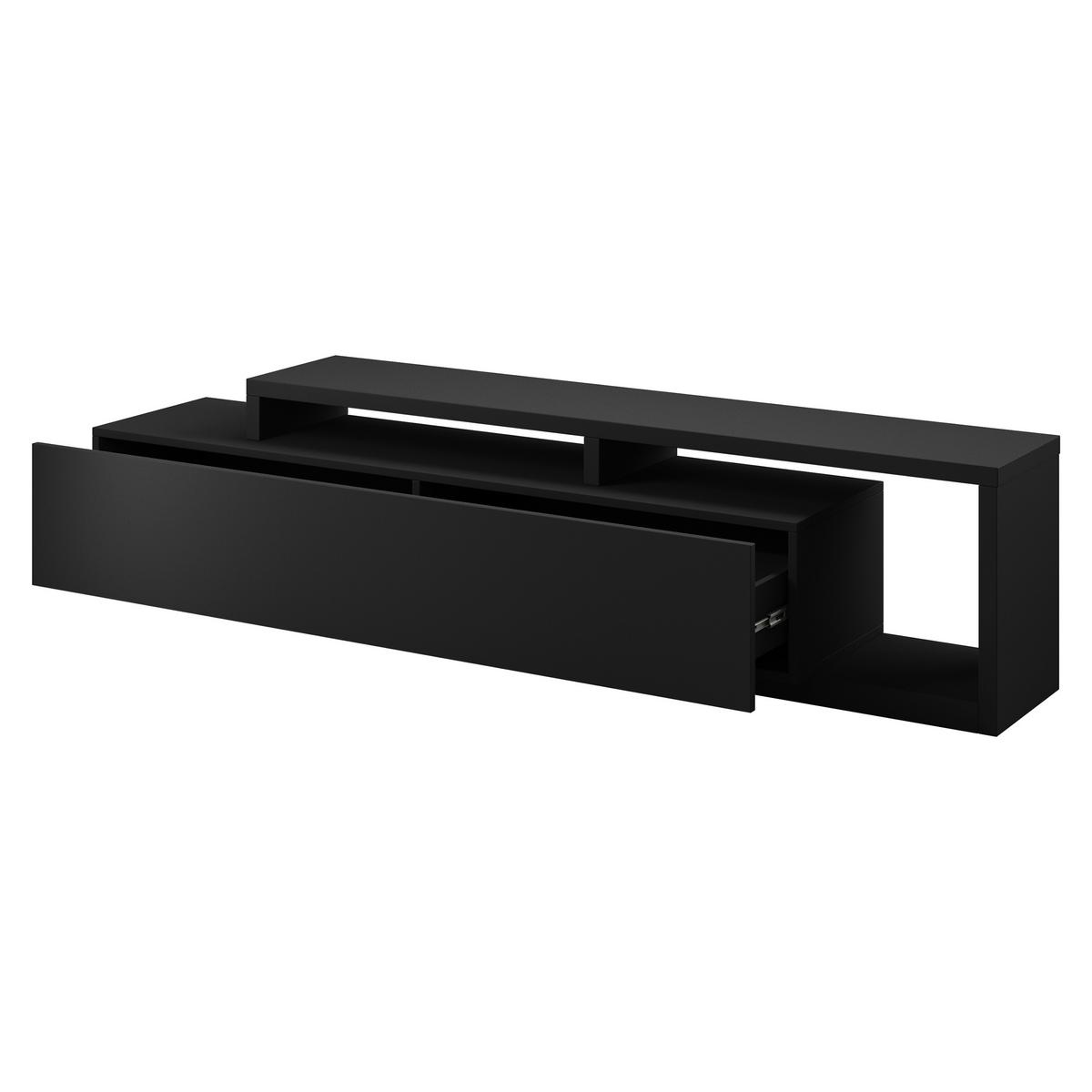 LOWBOARD BOTTEGA 219x45x52 cm mit 2 Schubladen Schwarz - Schwarz, Holzwerkstoff (219/52/45cm) - MASSENO