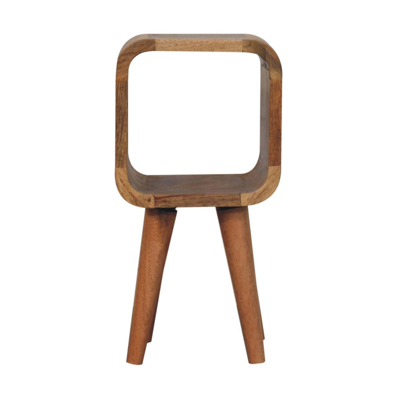 NACHTTISCH Massivholz Extra Mini Minimalistisch Gebogen Oak-ish, Offenes Fach, Hellbraun - Hellbraun, Mangoholz/Holz (20/40/20cm) - Artisan Furniture