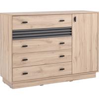KOMMODE PUNTO 135/95/40cm mit 4 Schubladen 1 Türen Eichefarben - Eichefarben, Holzwerkstoff (135/95/40cm) - MASSENO