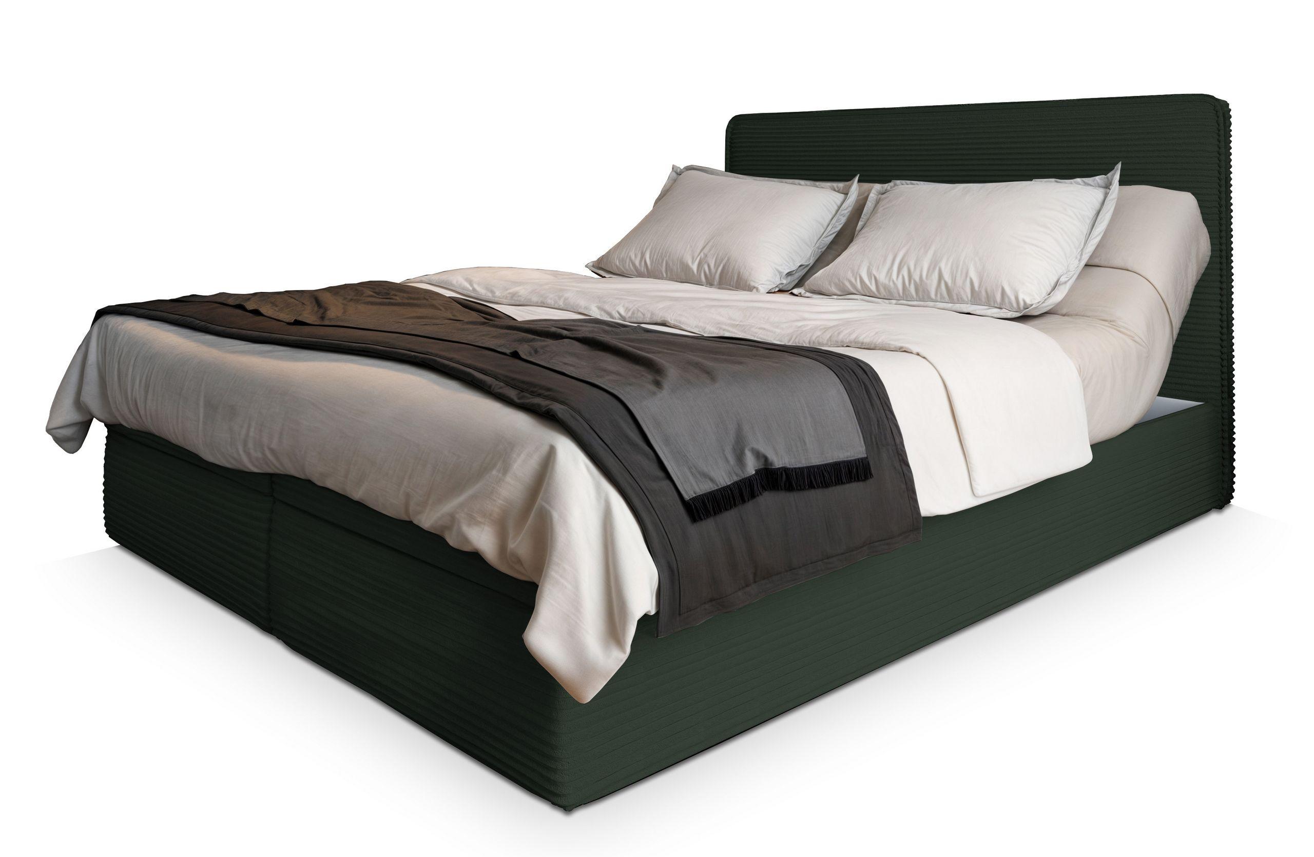 BOXBETT ASTOR 140x200 cm mit Matratze und Topper - Grün - Grün, Holz (140/200cm) - MASSENO