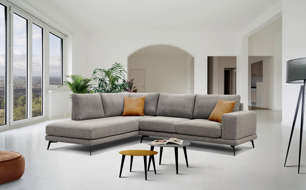 ECKSOFA MEDIOLANE 5-Sitzer, taupe - Taupe, Holzwerkstoff/Textil (219/282cm) - Wozimo