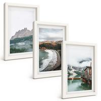 BILDER SET 3er Set - 20x30 cm Weißer Rahmen - Holzhaus an Bergstränden - Weiß, Kunststoff (20/30cm) - TULUP