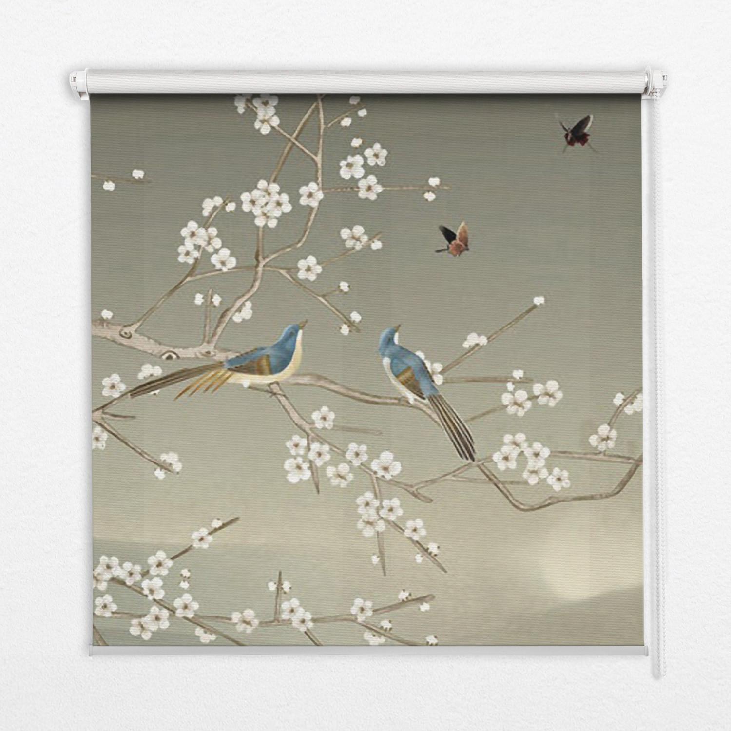 INNENROLLO - Fensterrollo - Rollo - 80x180 cm - Vögel auf einem Ast - Grau, Kunststoff (80/180/0.5cm) - TULUP