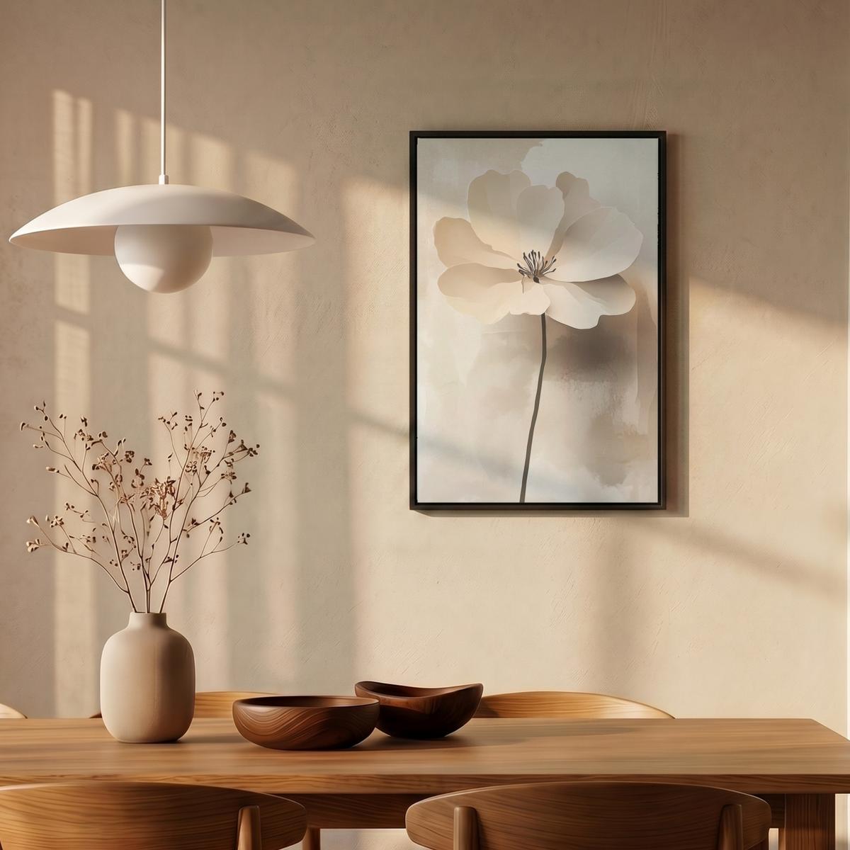 LEINWAND Bilder mit Rahmen - Blume - Beige - Farbe - Schatten - 40x60 - Creme, Textil (40/60cm) - MuchoWow