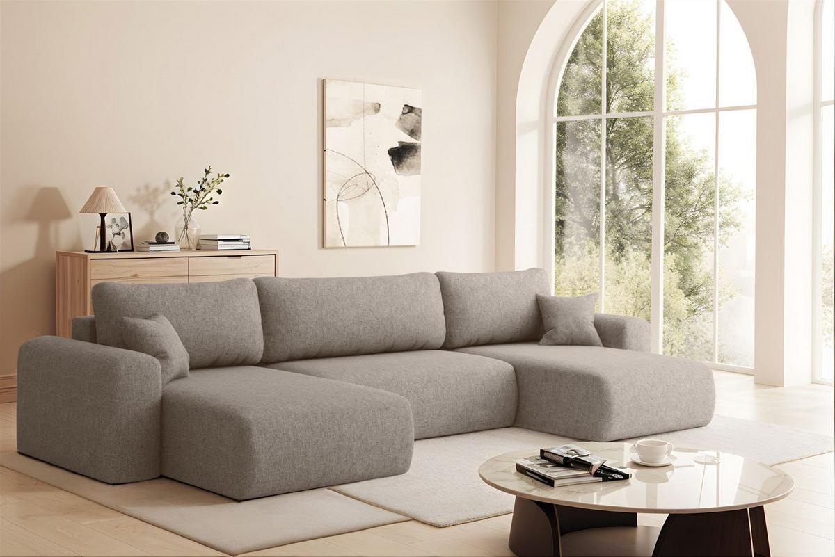 WOHNLANDSCHAFT Flora In Verita - Champagner, Holzwerkstoff/Textil (362/83/145cm) - Fun Möbel