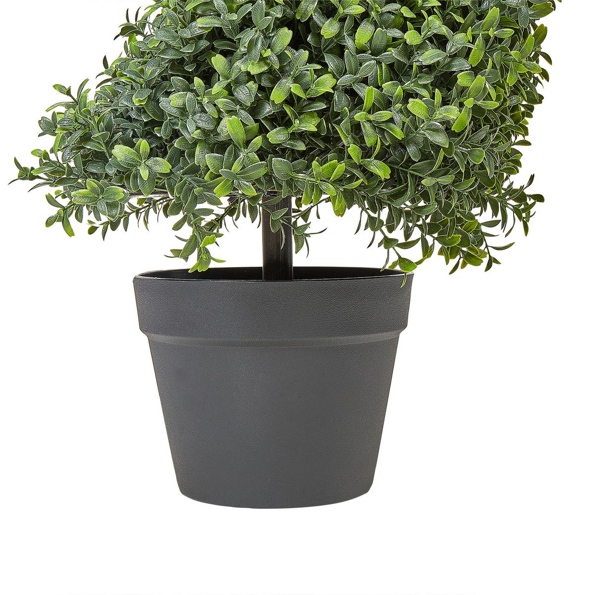KUNSTPFLANZE im Blumentopf 158 cm Grün/Schwarz Buxus Spiral Tree - Schwarz/Grün, Kunststoff (158cm) - Beliani