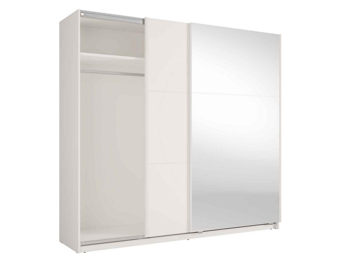 SCHWEBETÜRENSCHRANK RADEN 221/207/60cm 2-türig mit Spiegel Weiß - Weiß, Holzwerkstoff (221/207/60cm) - MASSENO