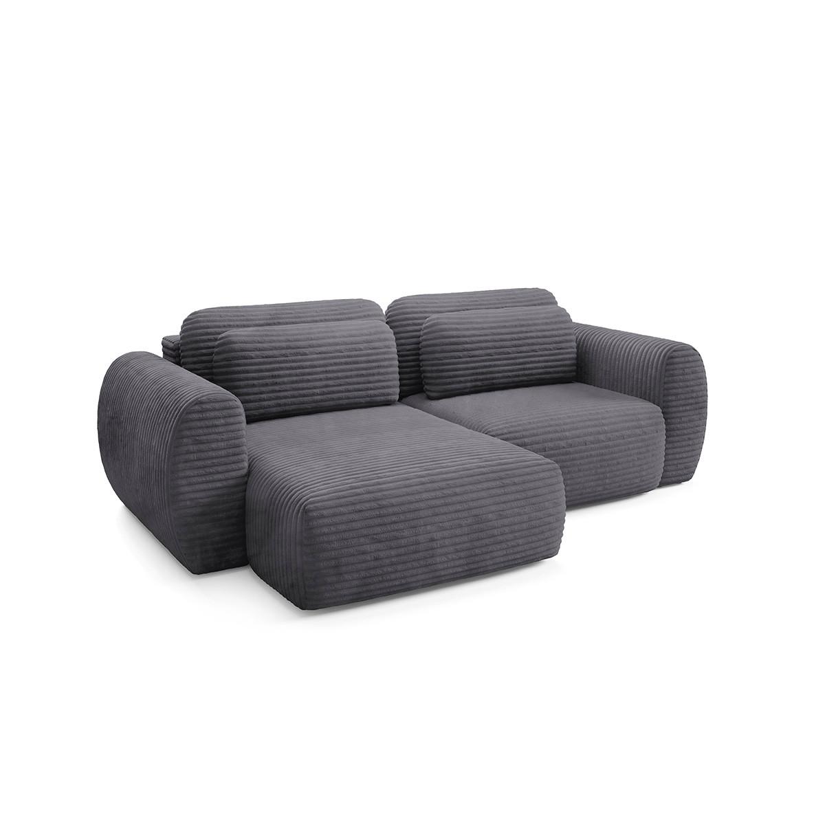 ECKSOFA Camilla 3 Sitzplätze Dunkelgrau - Grau, Holz (270/165cm) - Petits-meubles