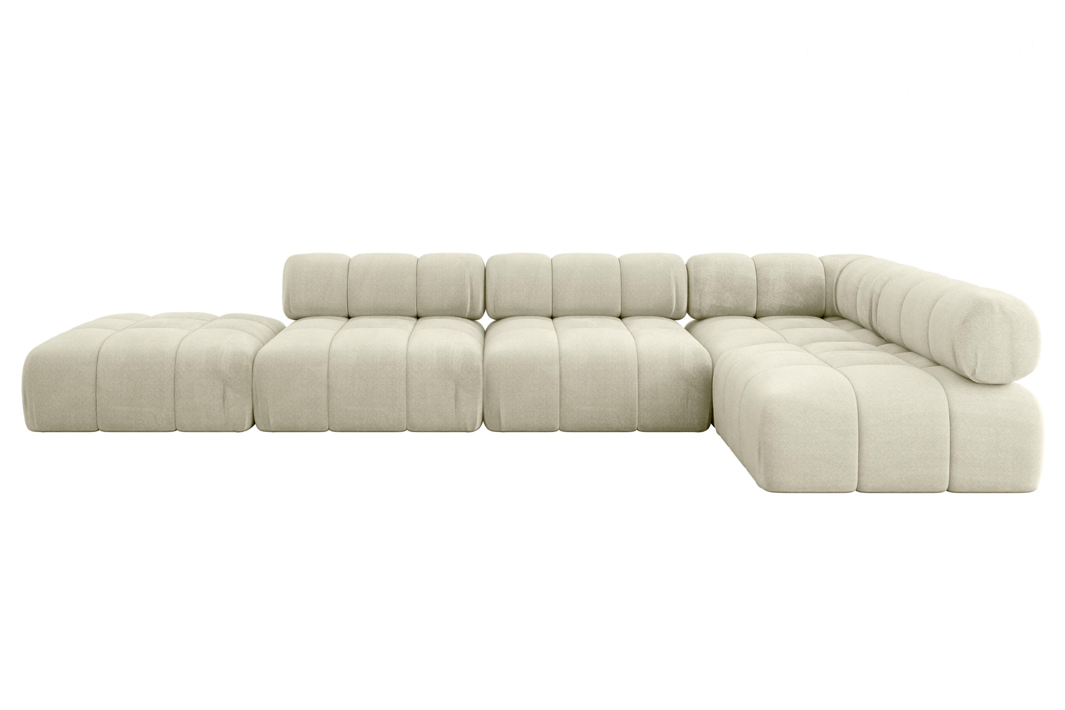 ECKSOFA modulares Sofa Favio-L2 - 380x190x70 cm Beige Velours - Beige, Holzwerkstoff/Textil (380/190cm) - ALTDECOR