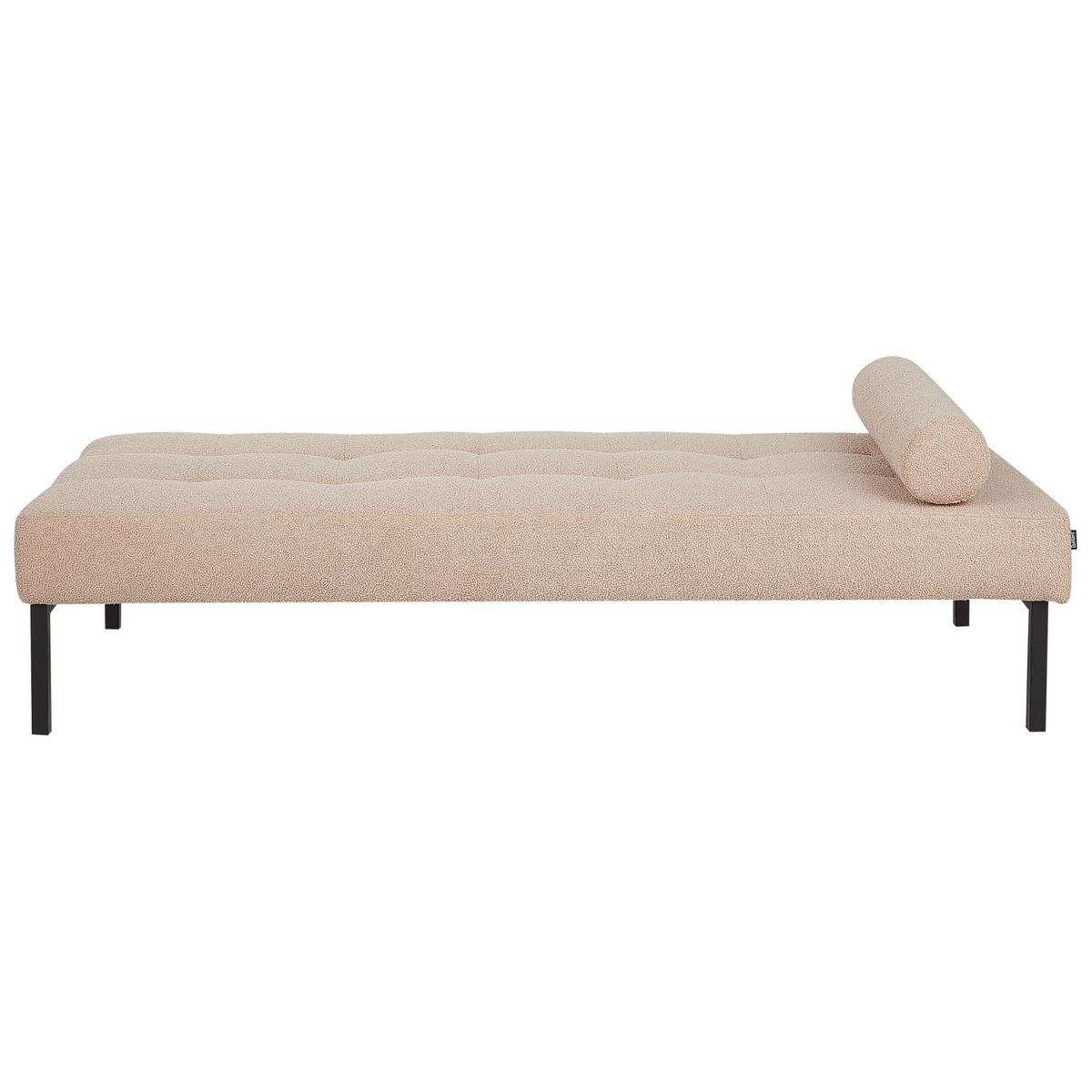 CHAISELONGUE Bouclé Beige Chinon - Beige/Schwarz, Textil (178/41/73cm) - Beliani
