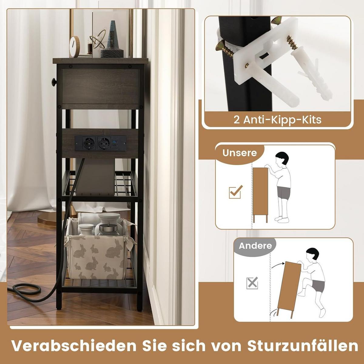 KONSOLENTISCH 81cm Grau - Grau, Holz (30/81/81cm) - COSTWAY