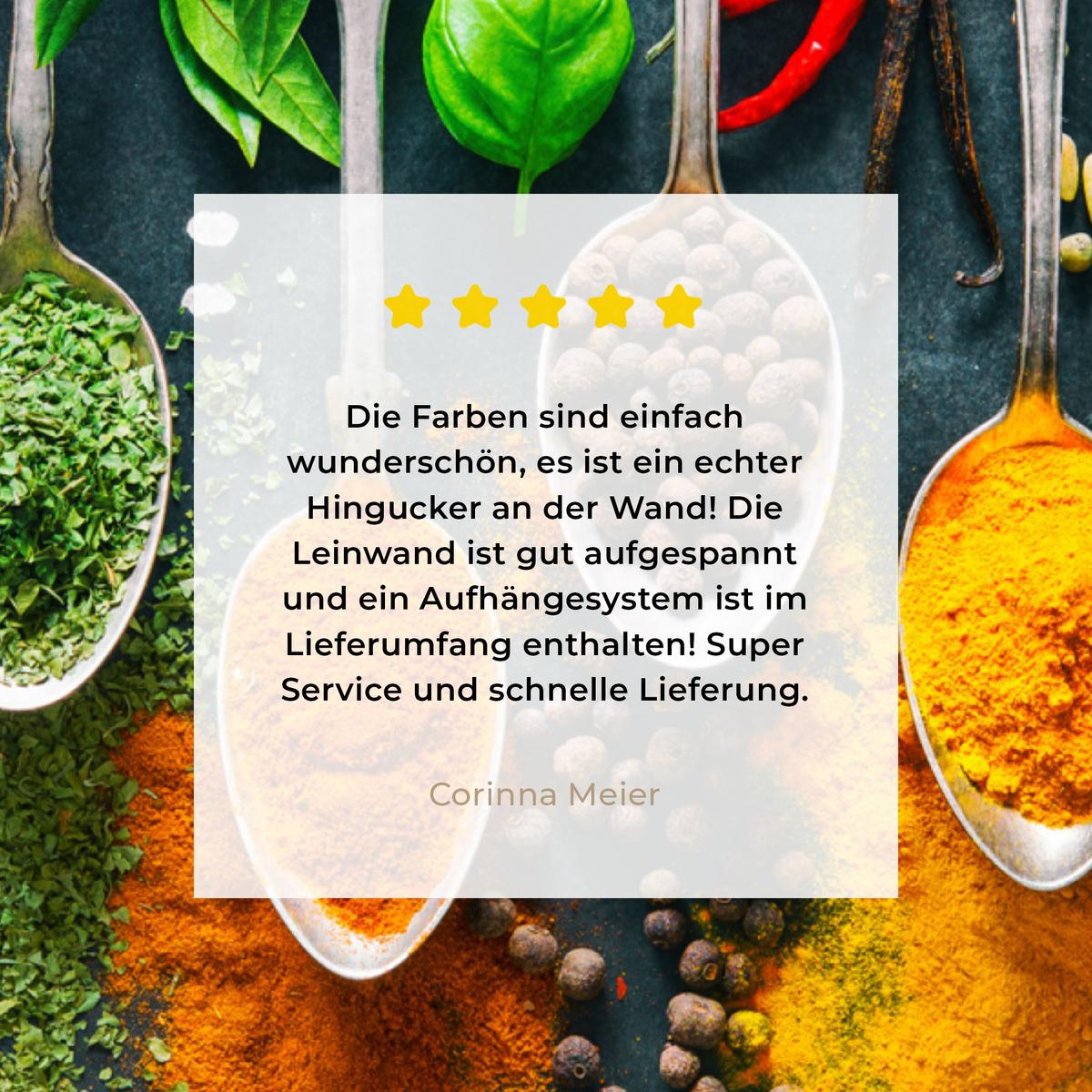LEINWANDBILD Kräuter - Gewürze - Löffel Room Decor 30x40 cm - Currygelb, Textil (30/40cm) - MuchoWow