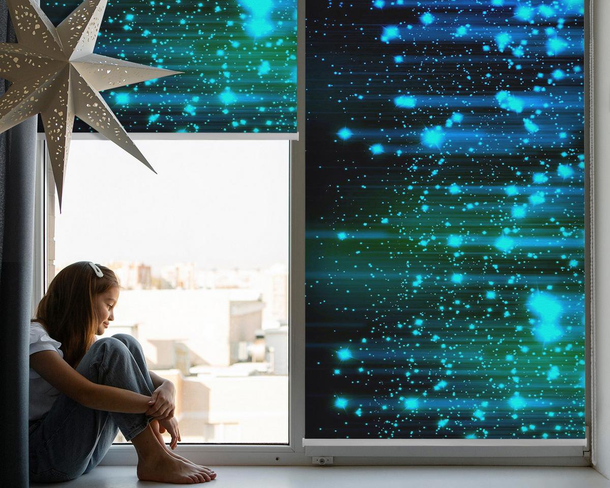 INNENROLLO - Fensterrollo - Rollo - 110x140 cm - Blauer Hagel - Schwarz, Kunststoff (110/140/0.5cm) - TULUP