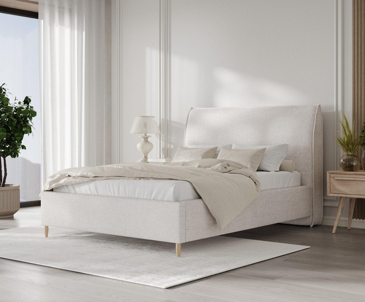POLSTERBETT Mira 180/200 cm Hellbeige im Neve Stoff - Sandfarben/Naturfarben, Holz/Holzwerkstoff (180/200cm) - AltaBeds