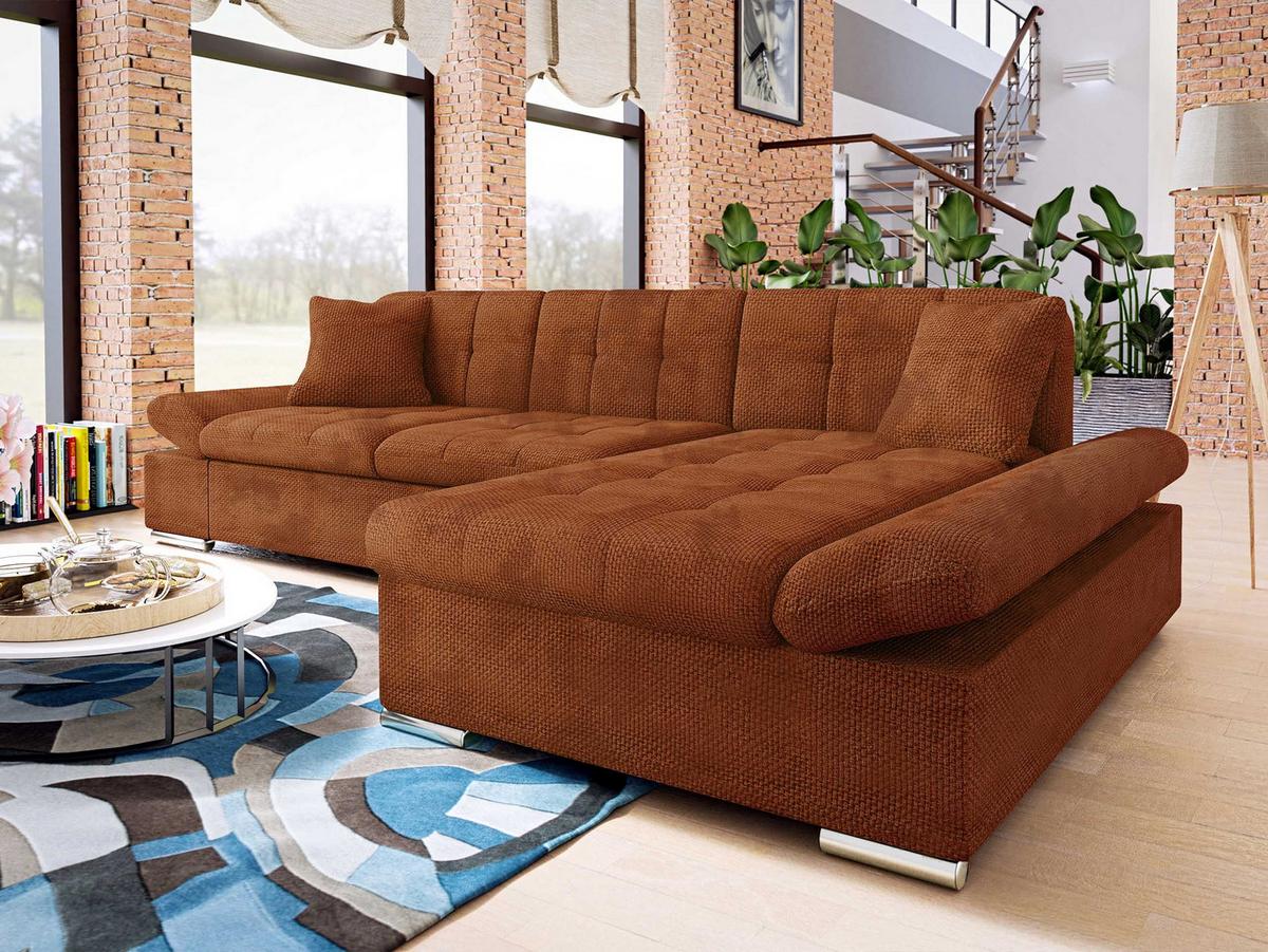 ECKSOFA Malwi, Seite: Rechts - Dunkelorange, Holz/Textil (278/161cm) - MIRJAN24