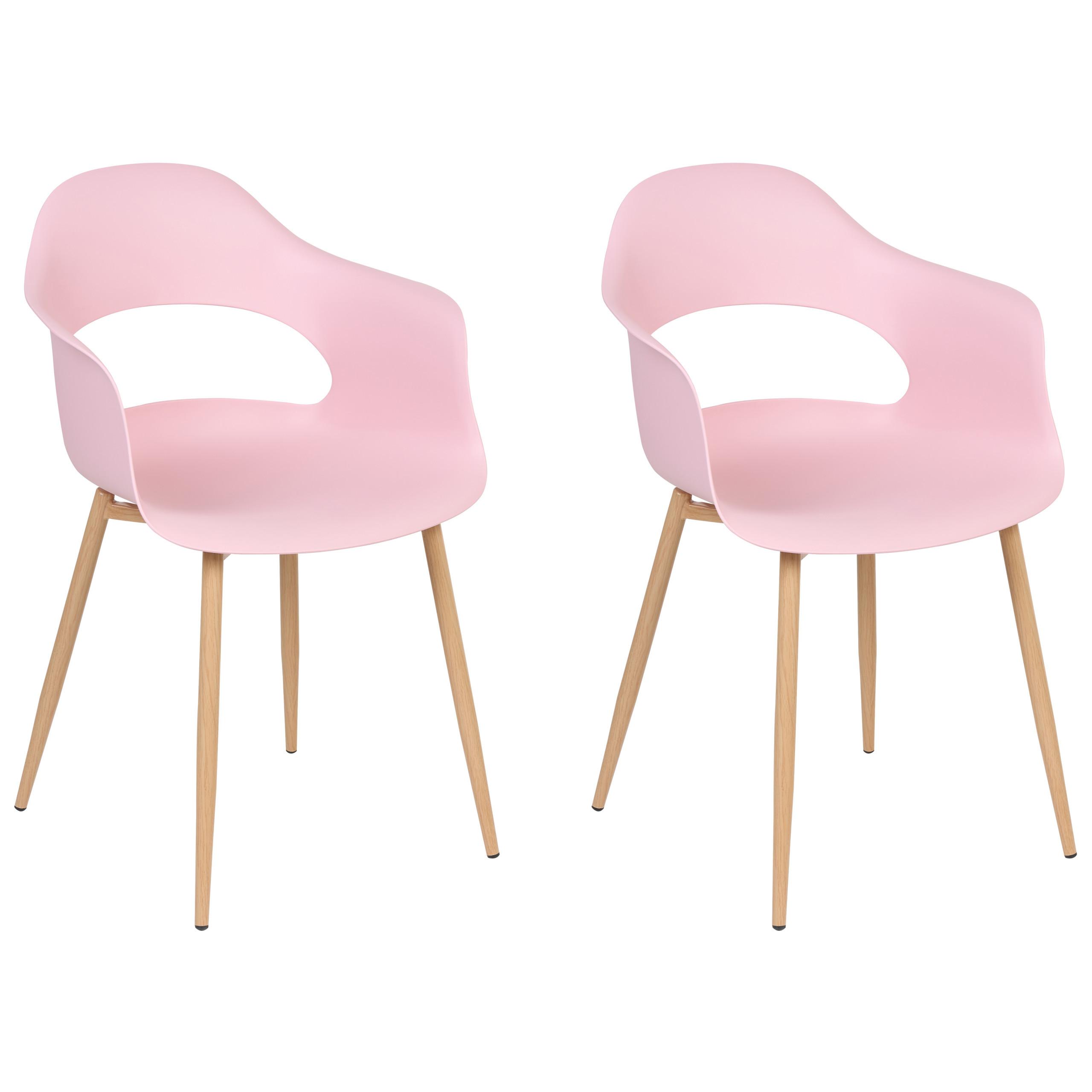 ESSZIMMERSTUHL 2er-Set Kunststoff Rosa Utica - Pink, Kunststoff/Metall (54/81/47cm) - Beliani