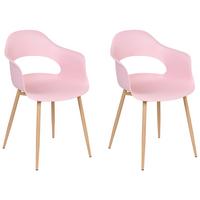 ESSZIMMERSTUHL 2er-Set Kunststoff Rosa Utica - Pink, Kunststoff/Metall (54/81/47cm) - Beliani