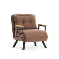 SESSEL mit Stoffbezug und Metallfüßen, umwandelbar 67/50/41 cm - Braun, Metall (50/41/60cm) - Calicosy