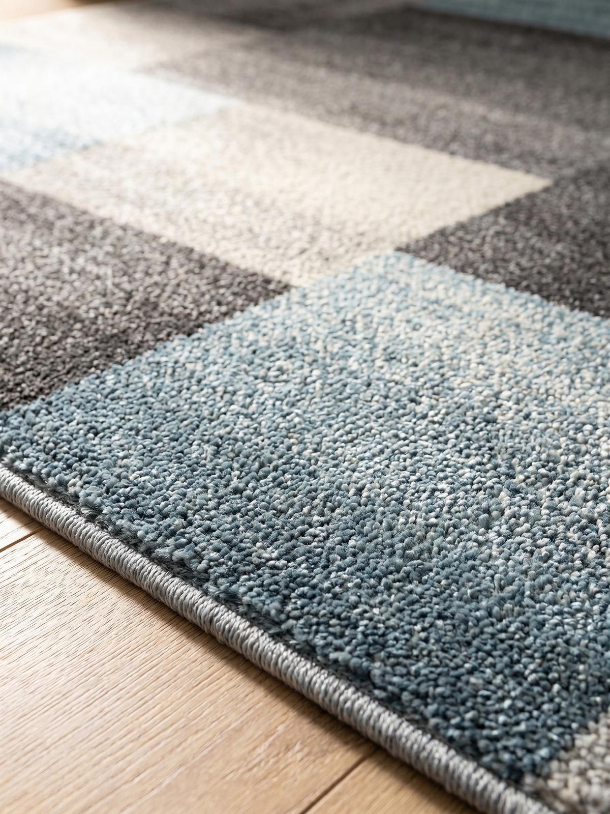 TEPPICH Kurzflor SOLDA in Blau, kariert, 80 x 150 cm - Blau, Textil (80/150cm) - KADIMA DESIGN