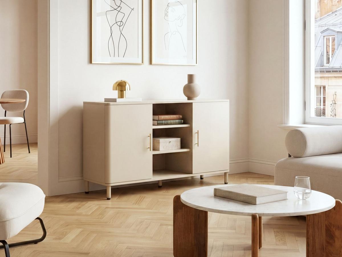 SIDEBOARD Metall Beige Ombura - Beige, Metall (120/80/40cm) - Beliani