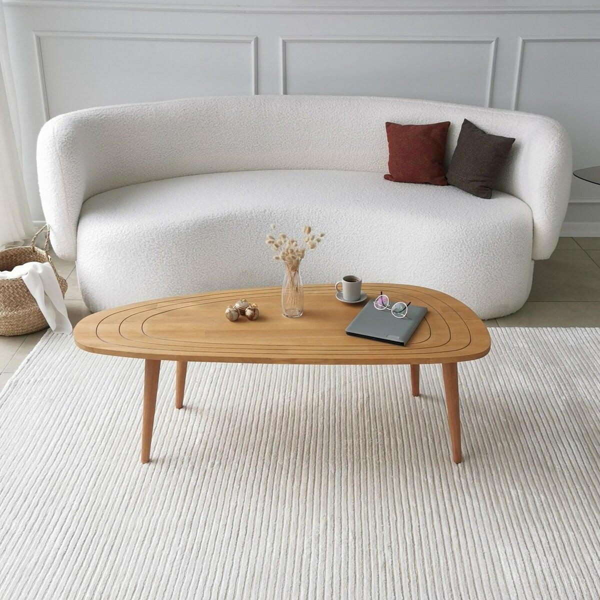 COUCHTISCH mit abgerundeten Kanten 115/50/38 cm - Eschefarben, Holzwerkstoff (136/50/38cm) - Calicosy