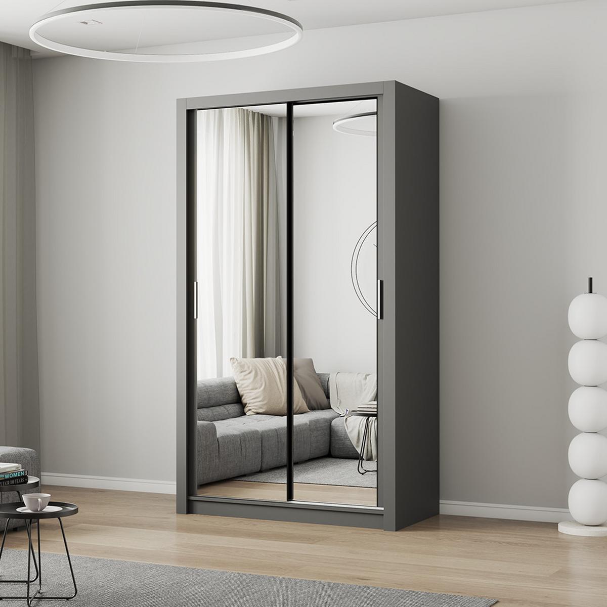 KLEIDERSCHRANK Milan 120 cm, 120/215/64, 2-türig, grau - Grau, Holzwerkstoff (120/215/64cm) - imoebel24