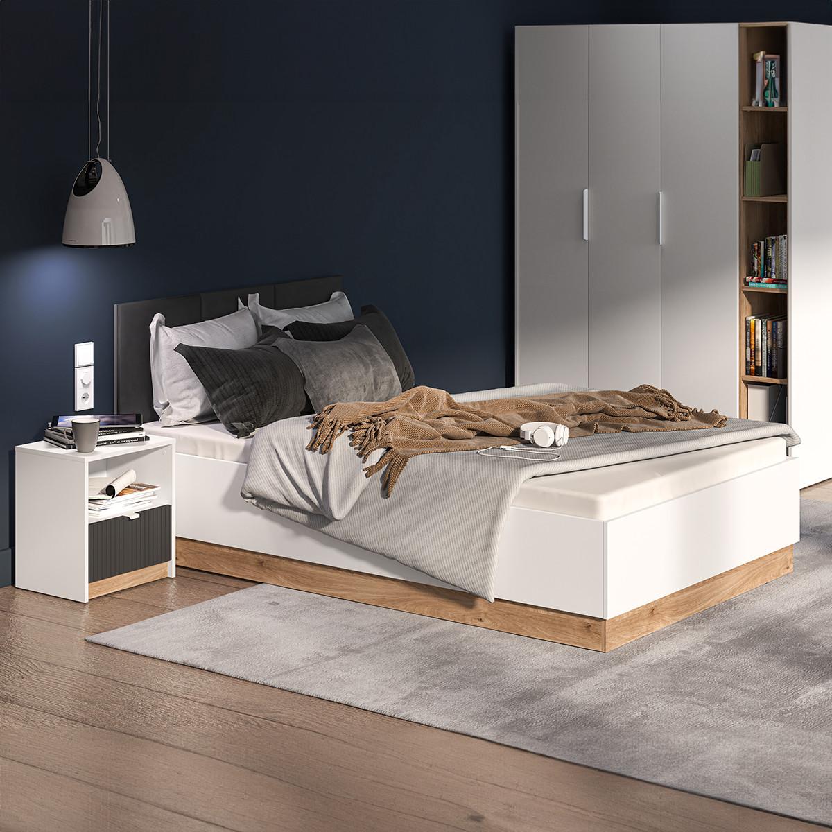 BOXBETT 120/200 Ronan Weiß - Weiß, Holzwerkstoff (120/200cm) - Petits-meubles
