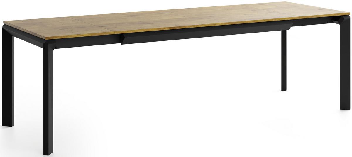 ESSTISCH Elan rechteckig ausziehbar verlängerbar mit Schwarzen Metallbeinen, Eiche Hell Braun 160-250/90/76 cm - Eichefarben/Schwarz, Holzwerkstoff/Metall (90/250/76cm) - WFL GROUP
