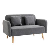 2 Sitzer Sofa, Couch mit 2 Wurfkissen, gepolsterter Doppelsofa mit Samtopik - Multicolor, Kunststoff (70/80/130cm) - HOMCOM