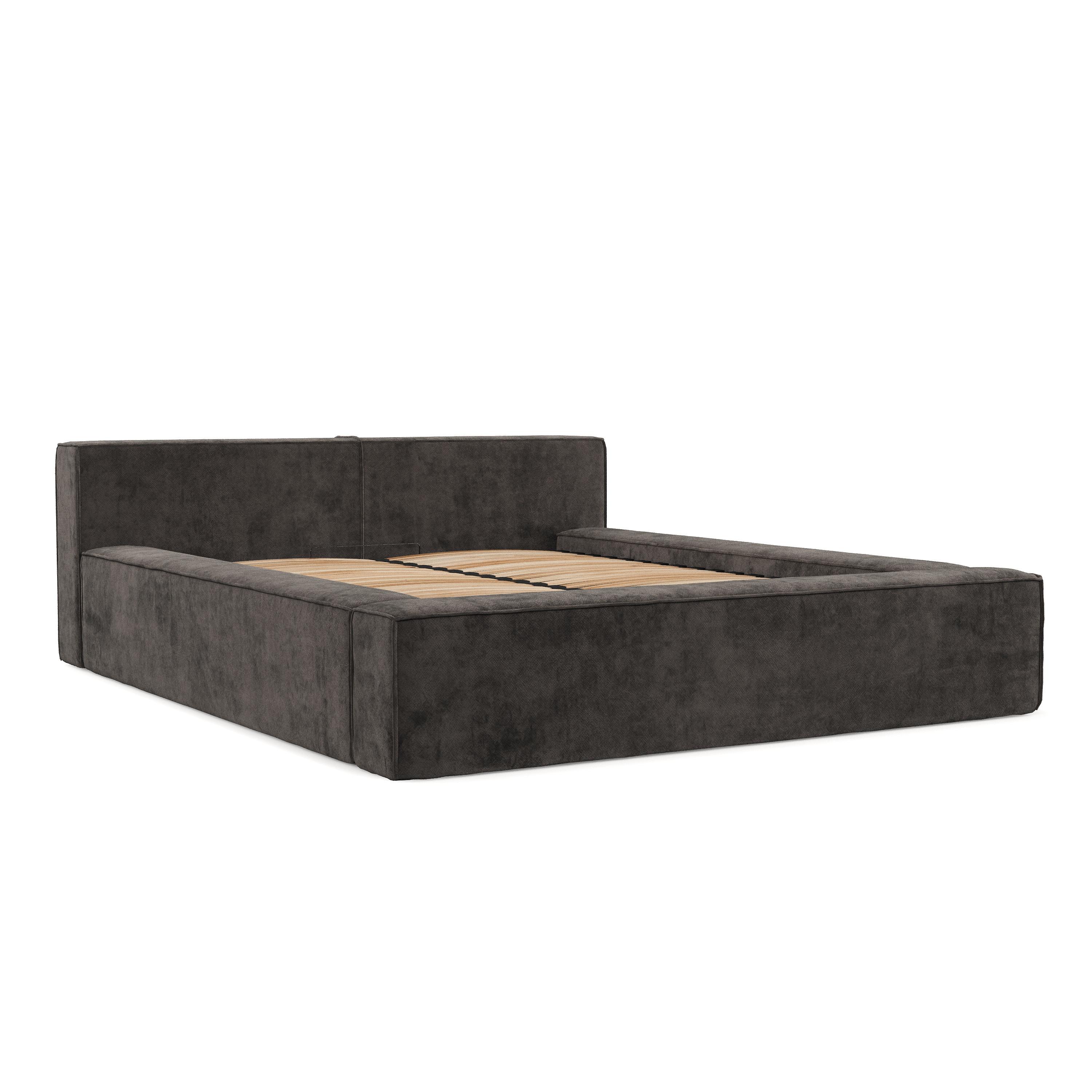 POLSTERBETT Casto mit Stauraum 180/200 cm Braun im Terra NW Stoff - Schwarz/Naturfarben, Holz/Holzwerkstoff (180/200cm) - AltaBeds