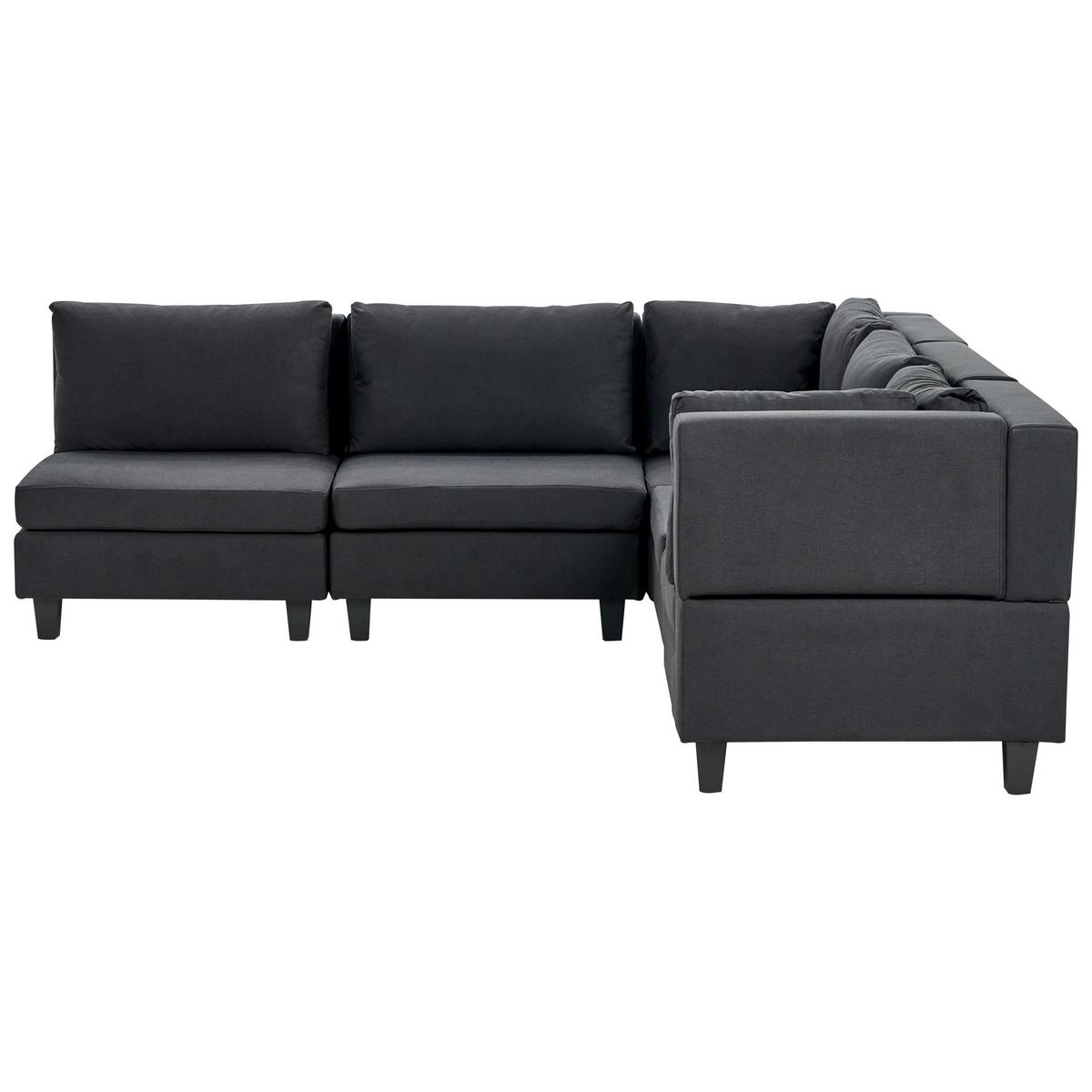 ECKFSOFA Modul 5-Sitzer linksseitig Schwarz Stoff Unstad - Schwarz, Textil (228/228cm) - Beliani