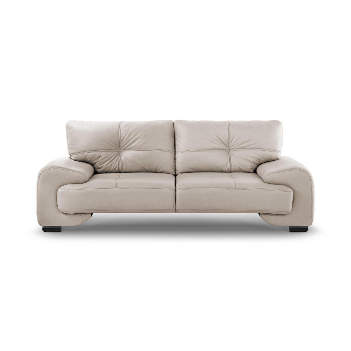 3-SITZER SOFA Omega aus Kunstleder, Beige - Beige/Schwarz, Leder (225/88/98cm) - Beautysofa