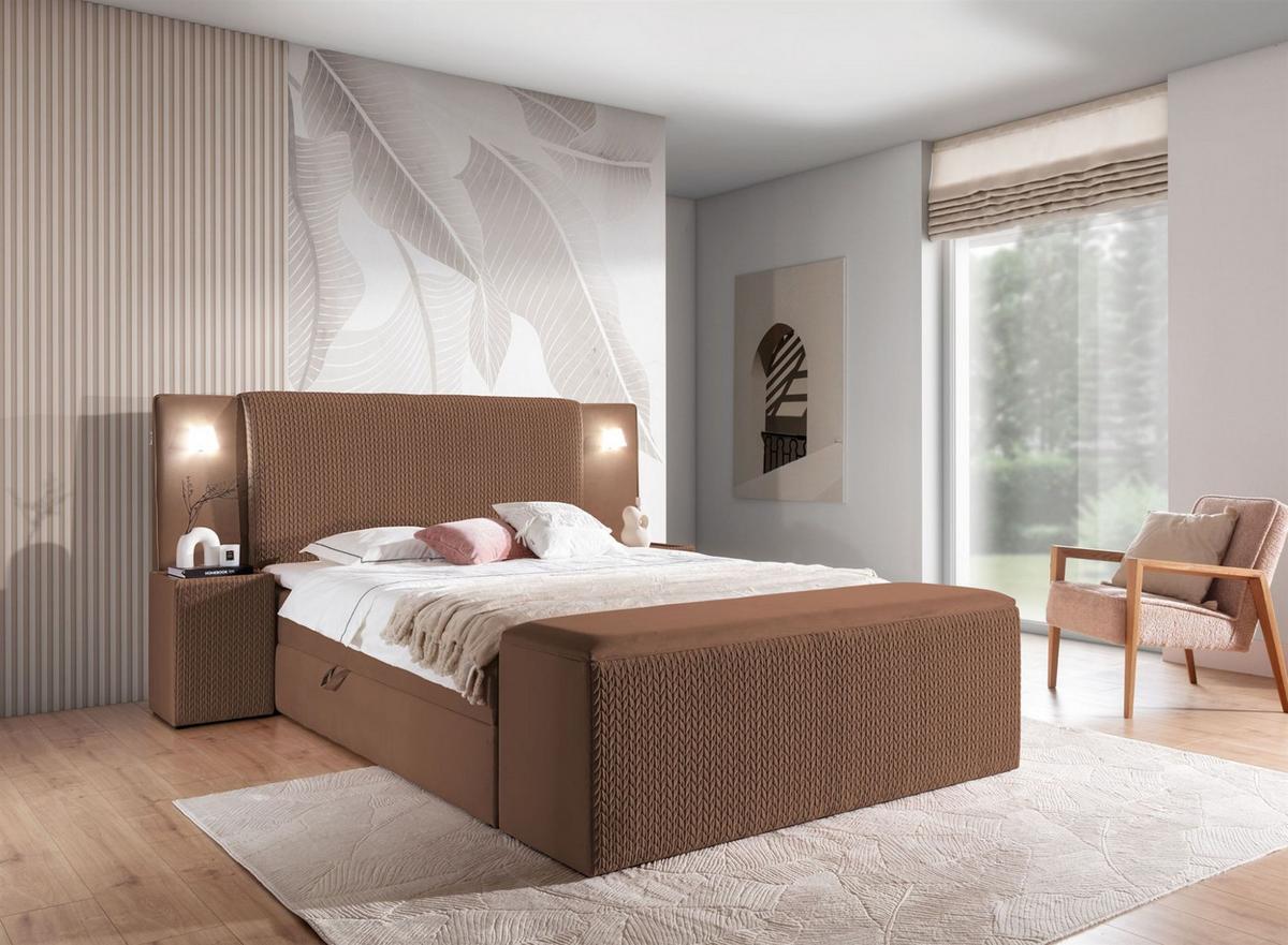 BOXBETT Marten Magic Velvet Set.1 - Braun, Holzwerkstoff/Textil (120/200cm) - Fun Möbel