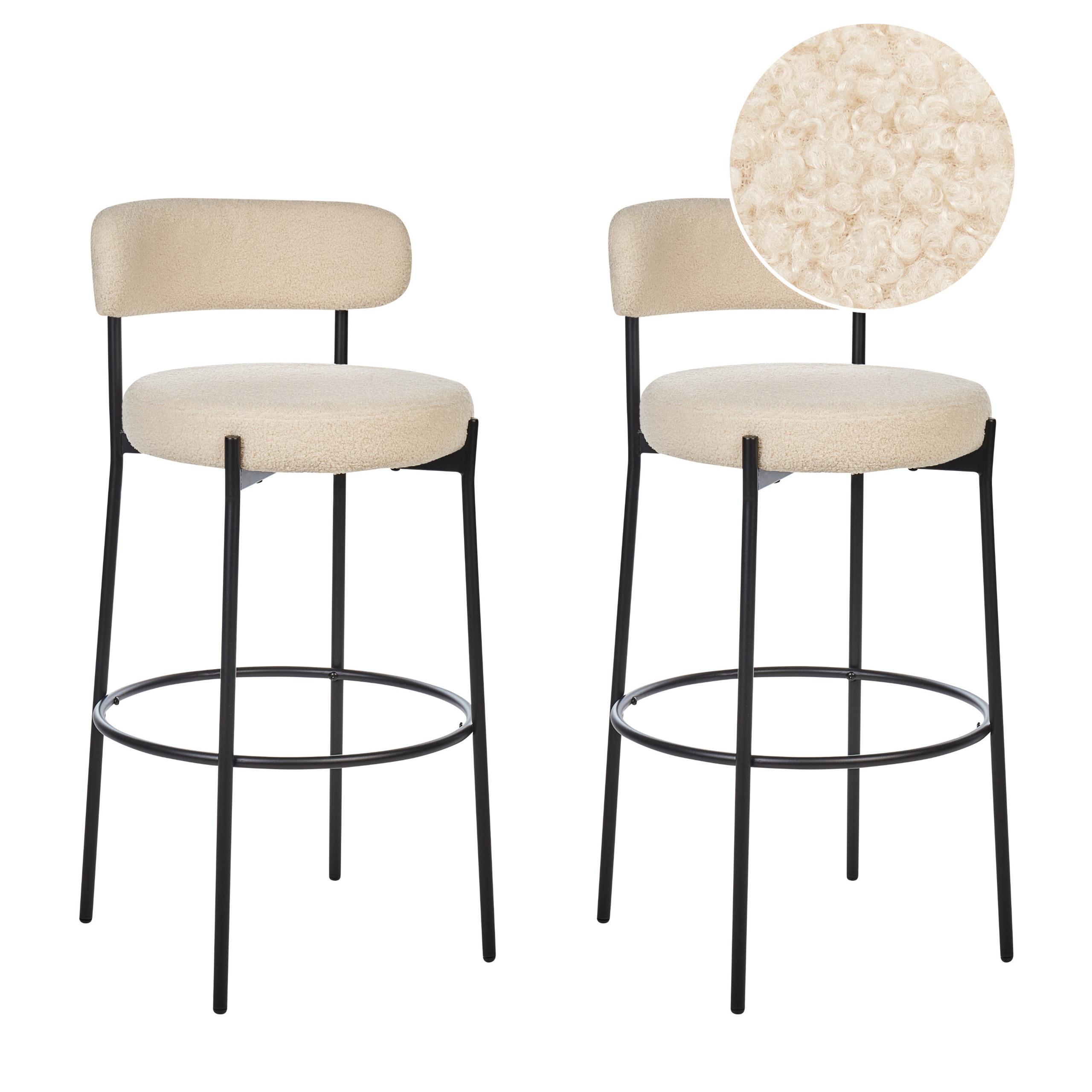 BARHOCKER 2er-Set Hellbeige Allison - Beige/Schwarz, Textil (50/97/50cm) - Beliani