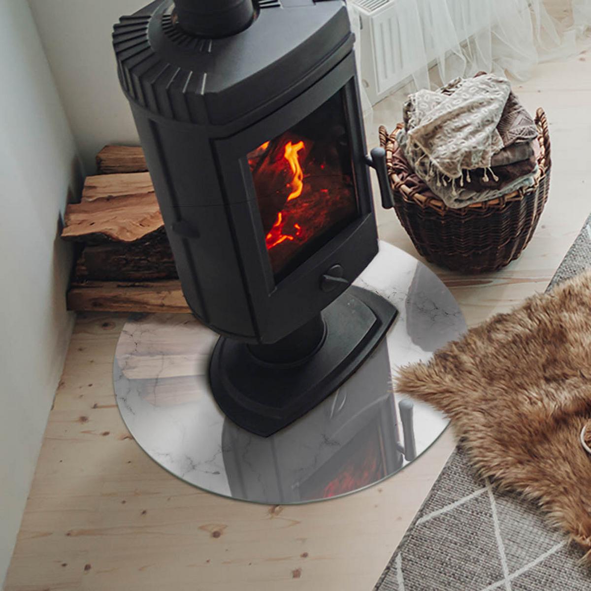 GLASPLATTE für Kamin Ø 60 cm - Weiß, Glas (60/60/0.4cm) - TULUP