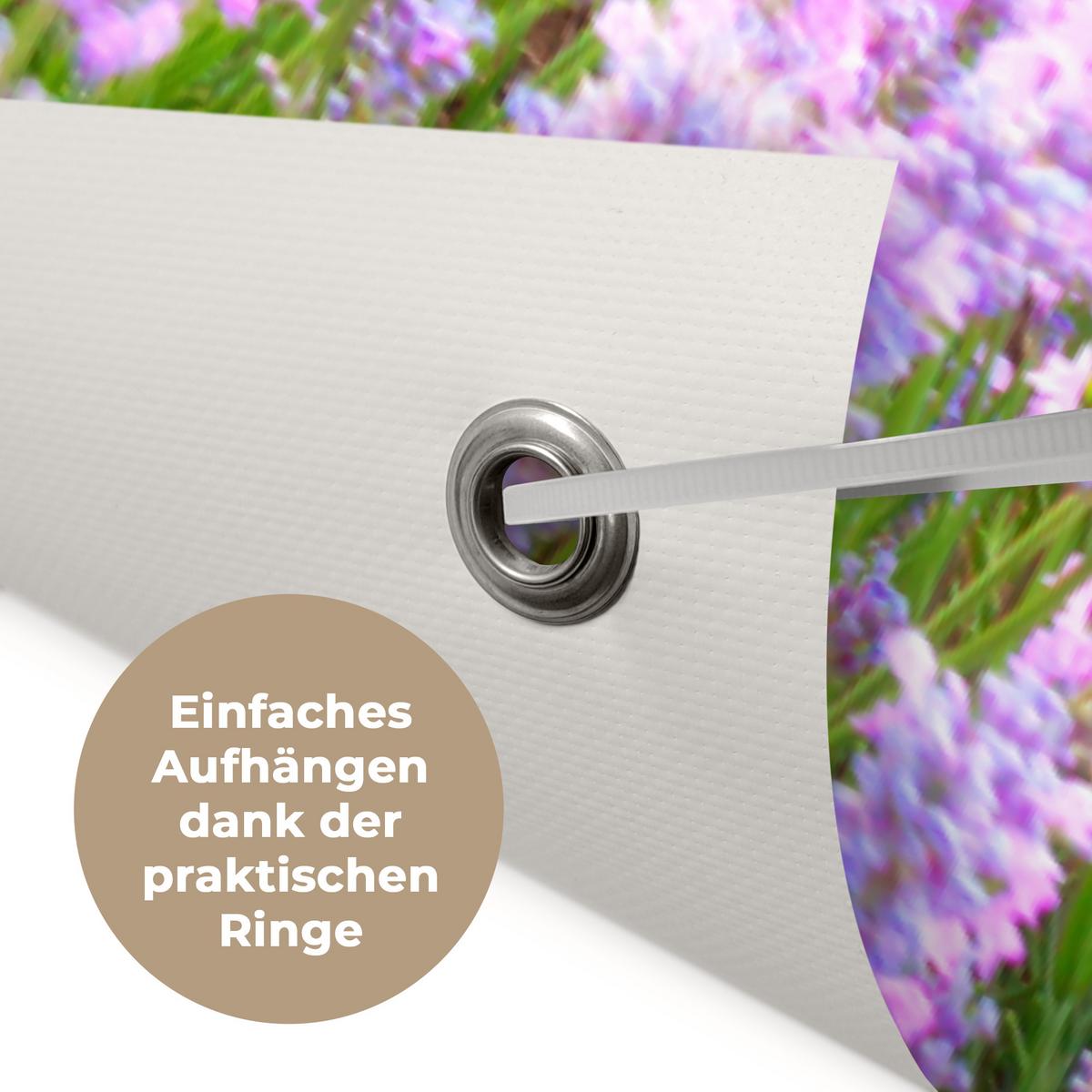 GARTENPOSTER Blumen - Lavendel - Lila - Himmel - Sonnenuntergang - Wiese - Natur Gartendekoration 120x160 cm - Flieder, Kunststoff (120/160/0.2cm) - OnlyWow