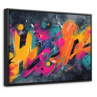 LEINWAND Bilder mit Rahmen - Abstrakt - Graffiti - Farbenfroh - Farbspritzer - 40x30 - Multicolor, Textil (40/30cm) - MuchoWow