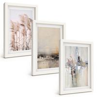 BILDER SET 3er Set - 20x30 cm Weißer Rahmen - Abstrakte Vegetationsmuster - Weiß, Kunststoff (20/30cm) - TULUP