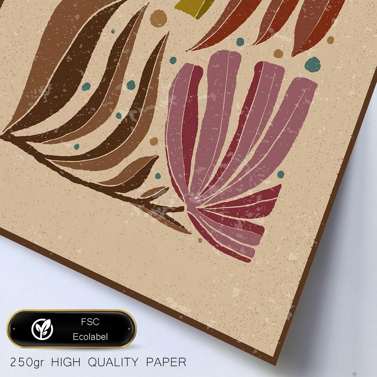 POSTER Set Mit 6 Drucken Von Blättern In Der Sammlung Ethnischer Ästhetische Dekorative Rahmen Für Ihr Zuhause Wandkunstdruck A3 & A4 Schwarzer Rahmen - Schwarz, Papier (29/3cm) - Nacnic