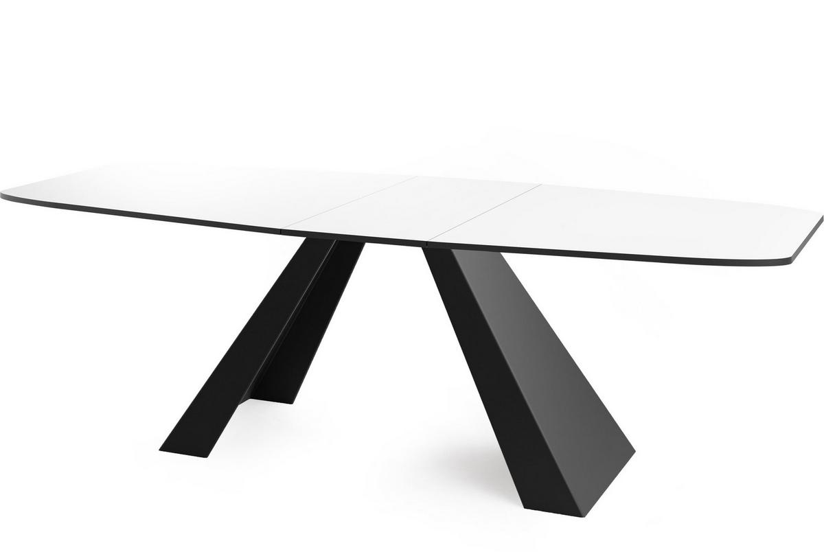 ESSTISCH Monte rechteckig ausziehbar, Weiß 180-220/90/76 cm - Schwarz/Weiß, Holzwerkstoff/Metall (90/218/76cm) - WFL GROUP