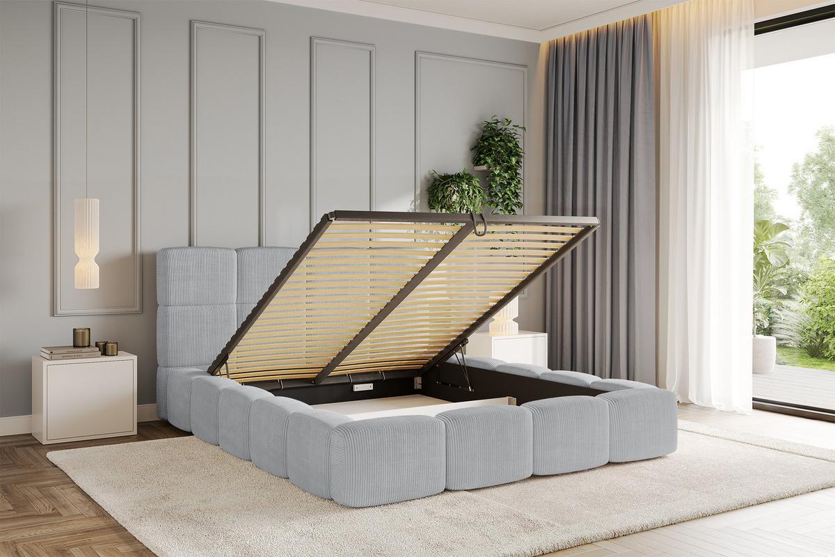 POLSTERBETT mit Bettkasten und Lattenrost, Bett mit Kopfteil, Boxbett ohne Matratze, Doppelbett mit Stauraum - NATA 120x200 Grau - Graphitfarben, Holzwerkstoff/Textil (120/200cm) - ALTDECOR