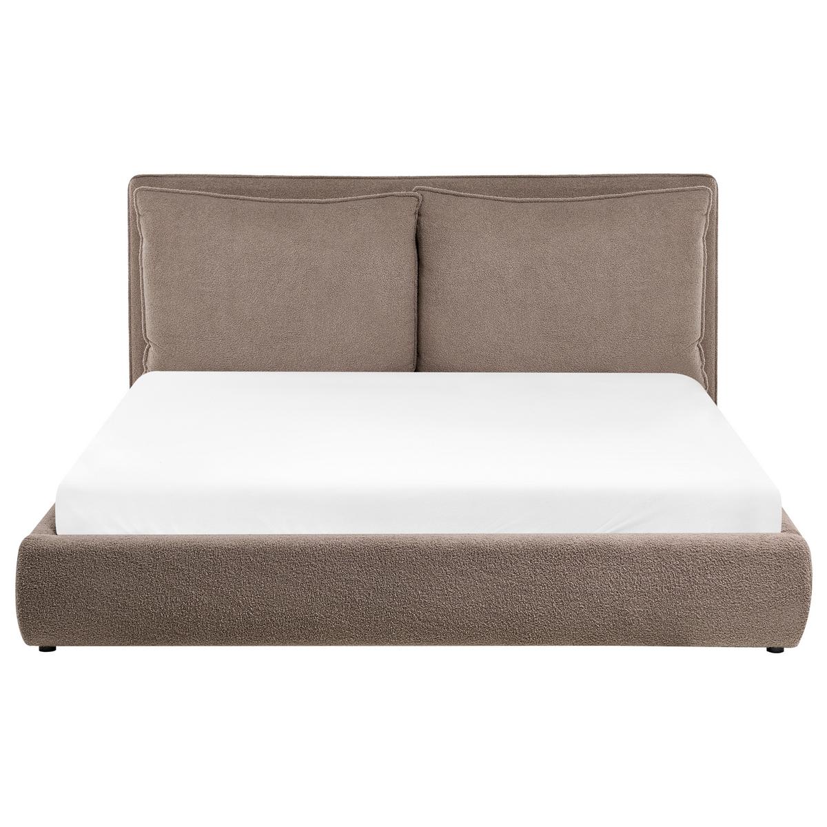 BETT mit Lattenrost 160/200 cm Bouclé Braun Bajonna - Braun, Textil (160/200cm) - Beliani