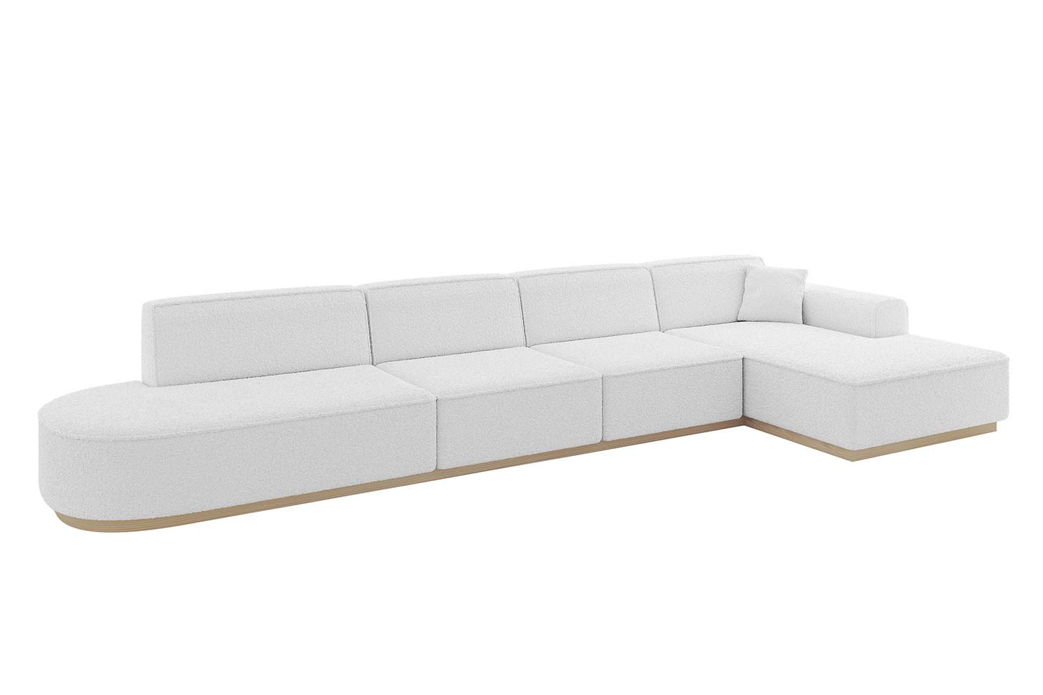 ECKSOFA Ottomane Rechts IREA-L3 - 412x165x80 cm Weiß - Weiß, Holzwerkstoff/Textil (412/165cm) - ALTDECOR