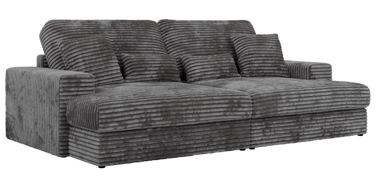 3-SITZER SOFA ANERO - Grau Cord - Schwarz/Grau, Kunststoff/Textil (292/107/163cm) - MKS
