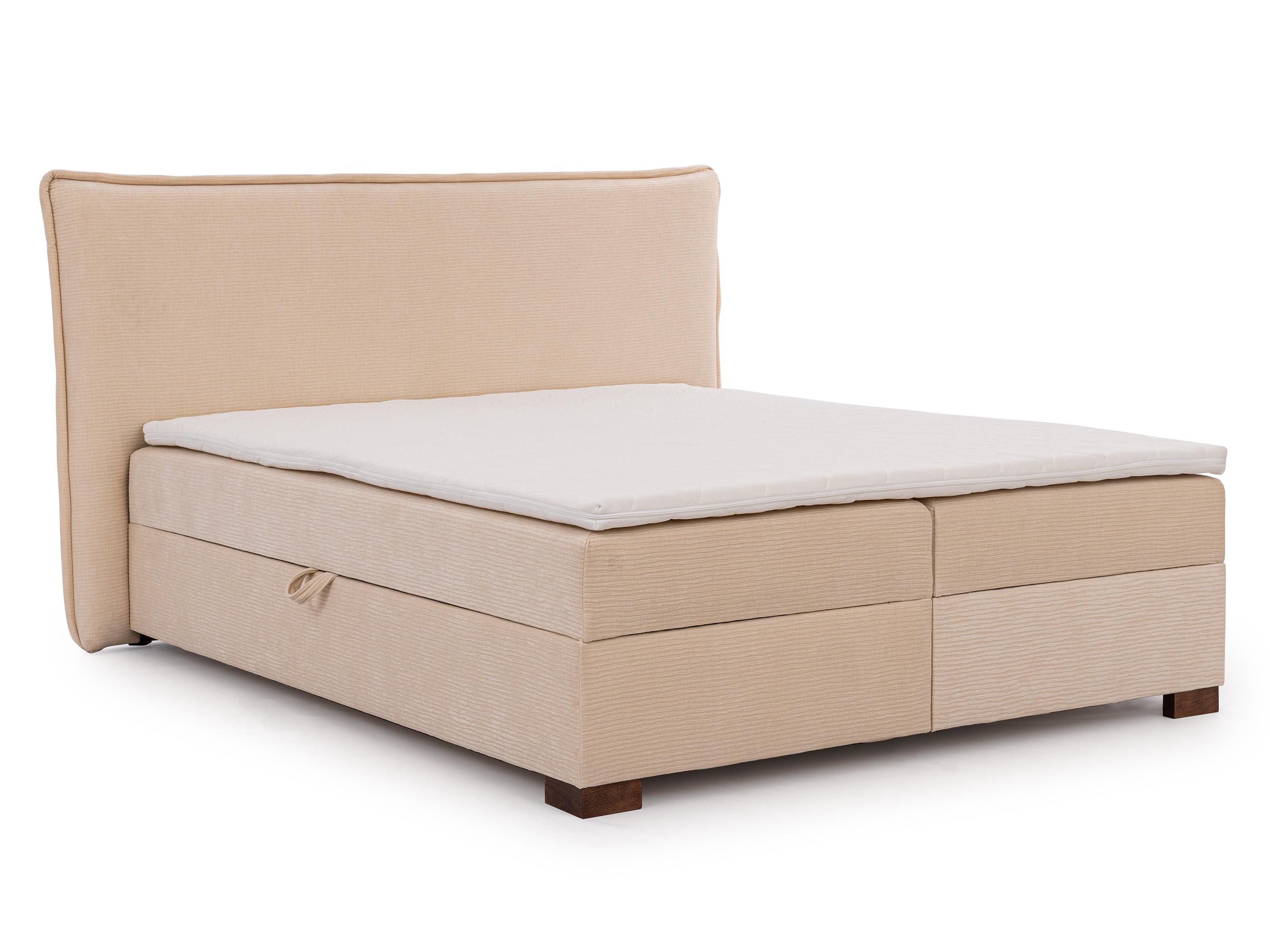 BOXBETT Lovetti, Strukturstoff mit Cordoptik, H3 - Beige/Dunkelbraun, Holz/Kunststoff (140/200cm) - S-Style Möbel