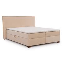BOXBETT Lovetti, Strukturstoff mit Cordoptik, H3 - Beige/Dunkelbraun, Holz/Kunststoff (140/200cm) - S-Style Möbel