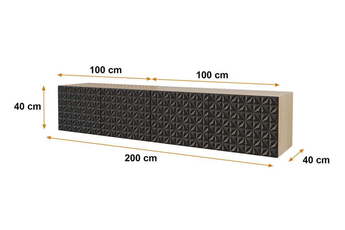 LOWBOARD VIRA-W 2x100x40x40 cm - Artisan / Schwarz - Schwarz, Holzwerkstoff (200/40/40cm) - ALTDECOR